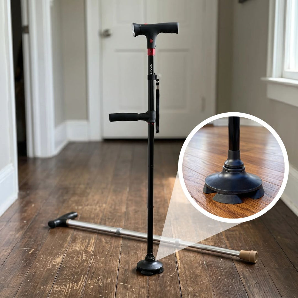 StandSecure standing upright on its own four-point base